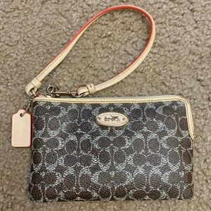 Coach Wristlet with Coral Accents
